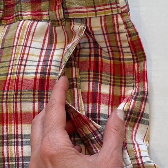 J. Crew Y2K Favorite Fit, Mid Rise Red Tan Plaid Capri Pant/Clam Diggers, Size 2 - Picture 5 of 10